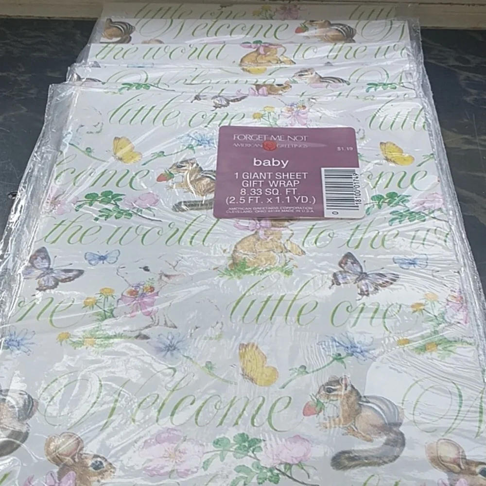 Vintage New American Greetings Welcome Little One Baby Shower Gift Wrap